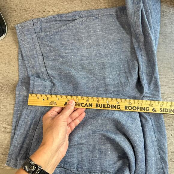 Chico's Stretch Linen Blend Wide Leg Pants Blue Pull On .5 6 - Picture 11 of 14